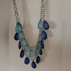 Silver tone jeweled necklace